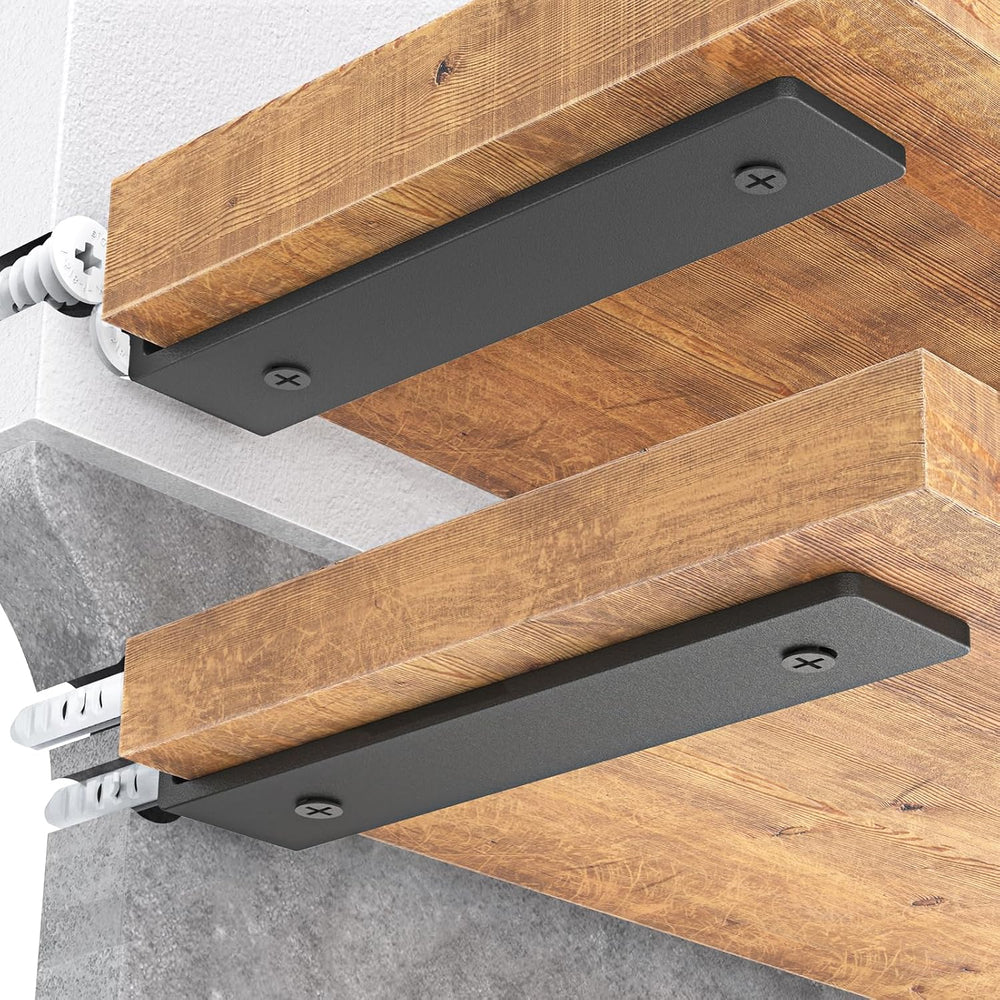 Goovilla Floating Shelf Brackets 10 Inch for 2×4" Wood Stud, 4 Pack, Black