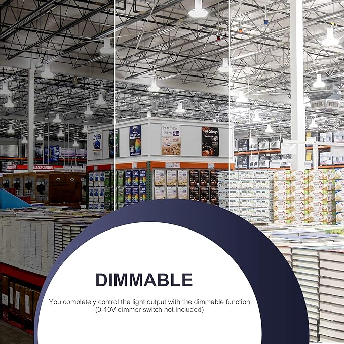 150W UFO-LED-High-Bay-Light, UL & DLC Listed 5000K Daylight 21000LM, 0-10V