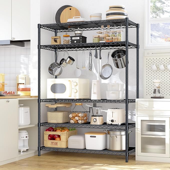 5 Tier Storage Shelves 71"H Wire Shelving Adjustable Metal Shelving, 100...