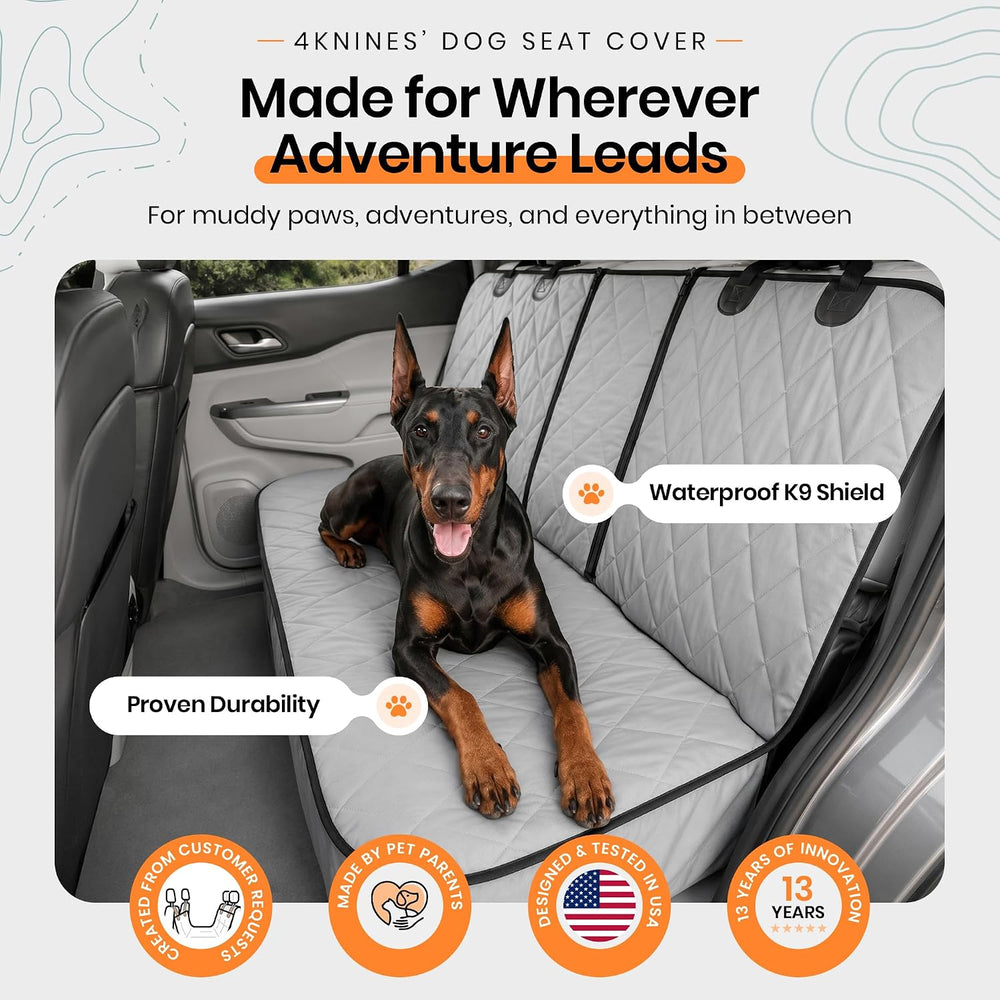 4Knines Dog Rear Seat Cover for Fold Down Seats - Fitted, Black Regular