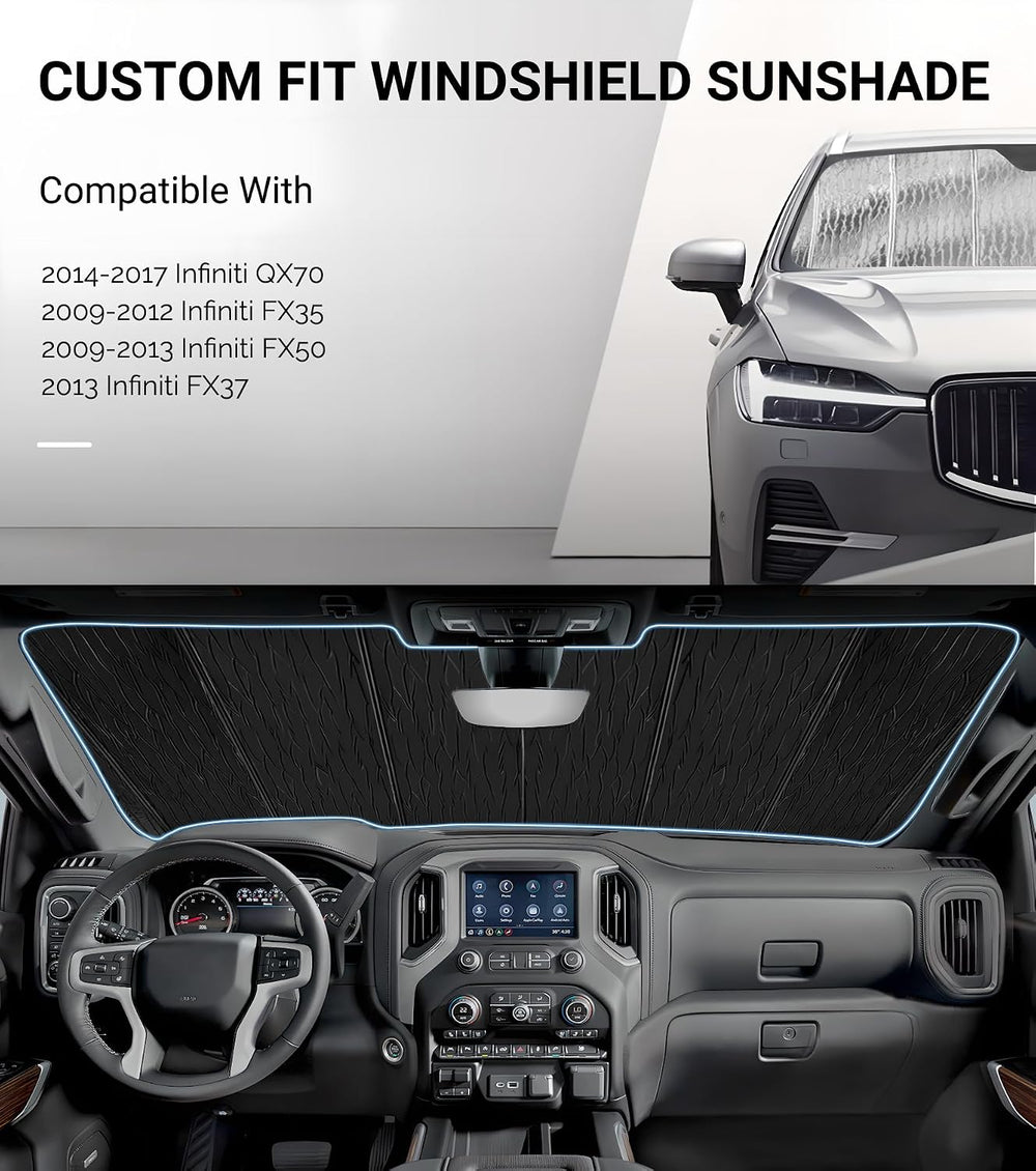 Pigenius Windshield Sun Shade for Infiniti QX70 2014-2017, FX35 2009-2012, FX...