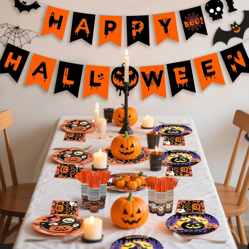 UJoyant 700 PCS Halloween Plates and Napkins Sets, Halloween Party Supplies I...