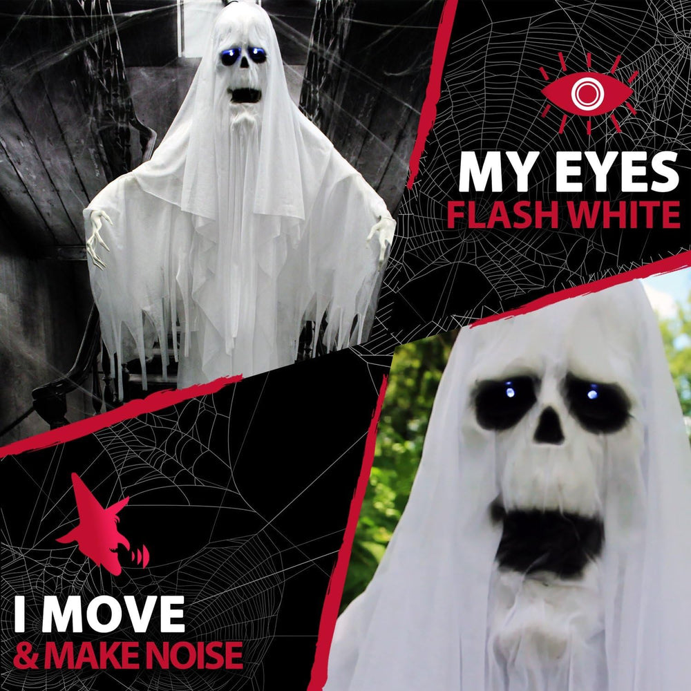 Haunted Hill Farm 6.0-Ft. Life-Size Talking Ghost Halloween Animatronic