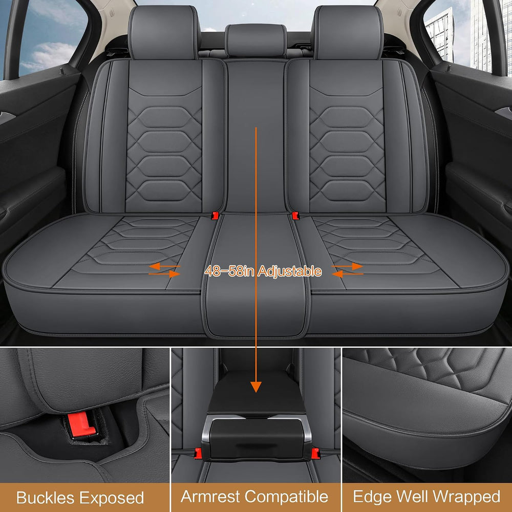 Pariitadin Leather Car Seat Covers Full Set, Waterproof Breathable Faux Leath...