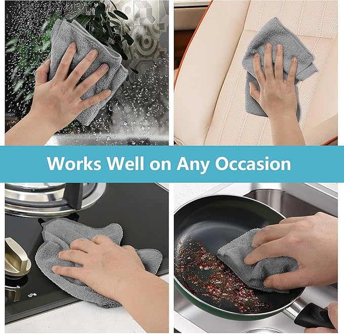 HOMEXCEL Grey Microfiber Cleaning Cloth, 150 Pack Cleaning Rags, Cleaning Towels