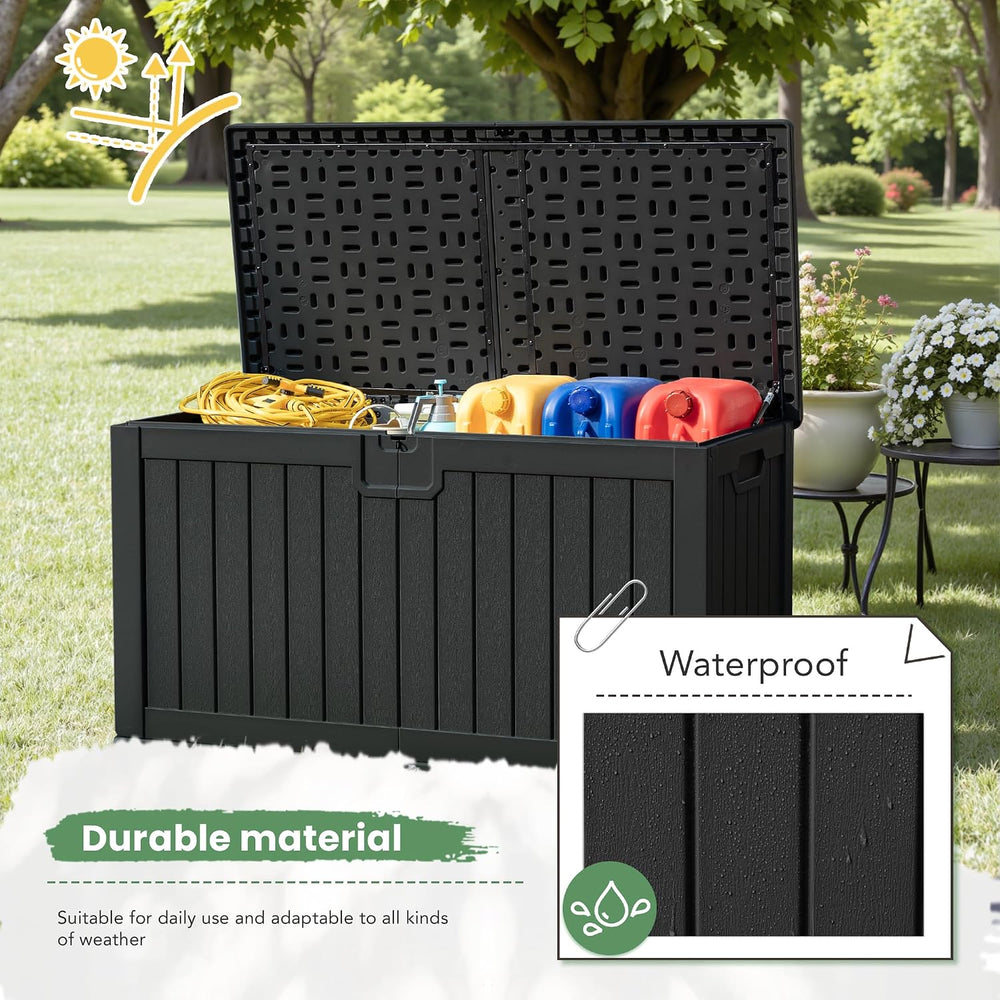 Greesum 230 Gallon HDPE Outdoor Storage Box with Removable Dividers, Weatherp...