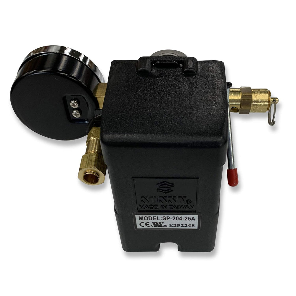 25 AMP Air Compressor Pressure Switch 4 Port 95-125 PSI w/Side Mount 0-200 PS...