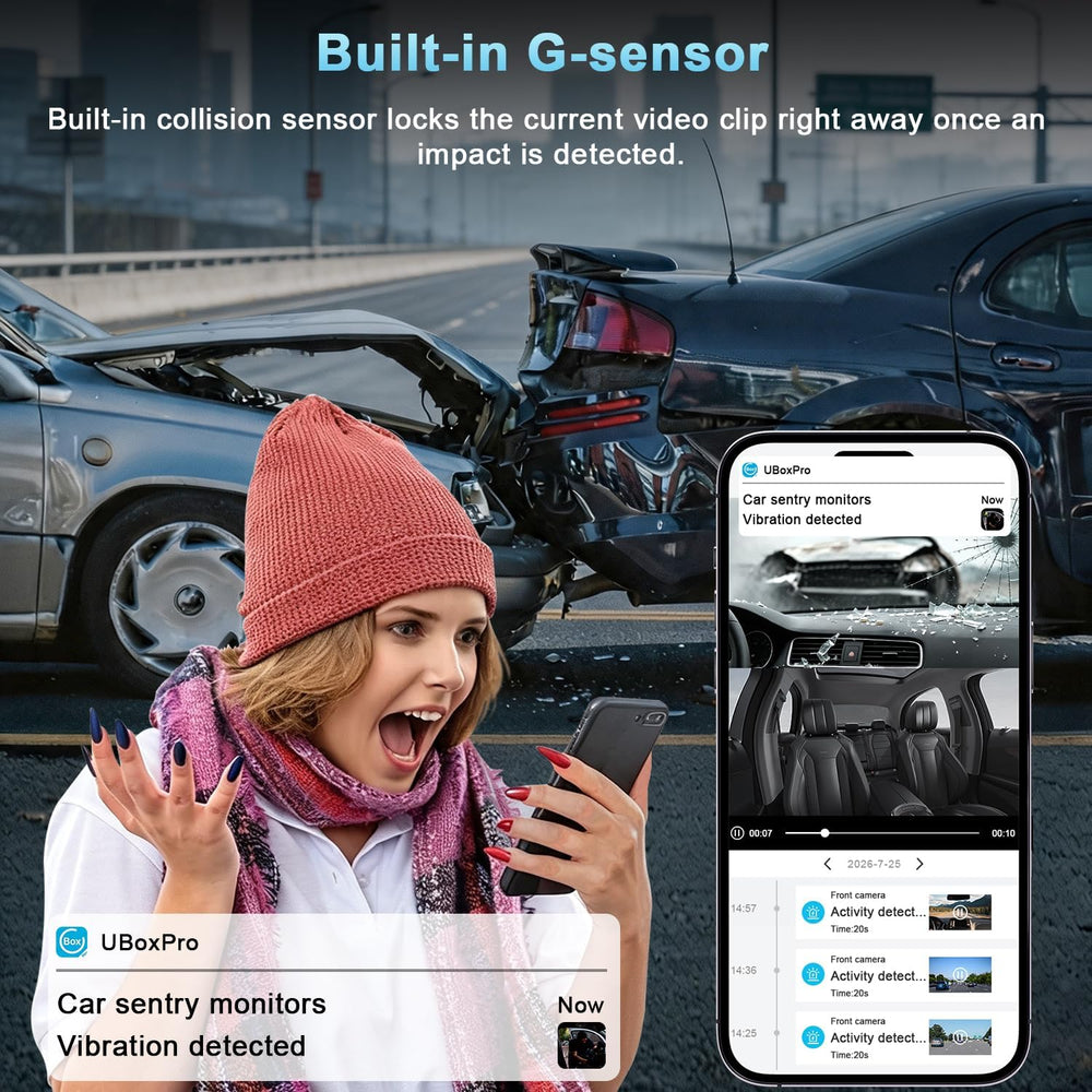 4G LTE Dash Cam with Live View,2K+1080P Front-Inside Car Camera SD/Cloud