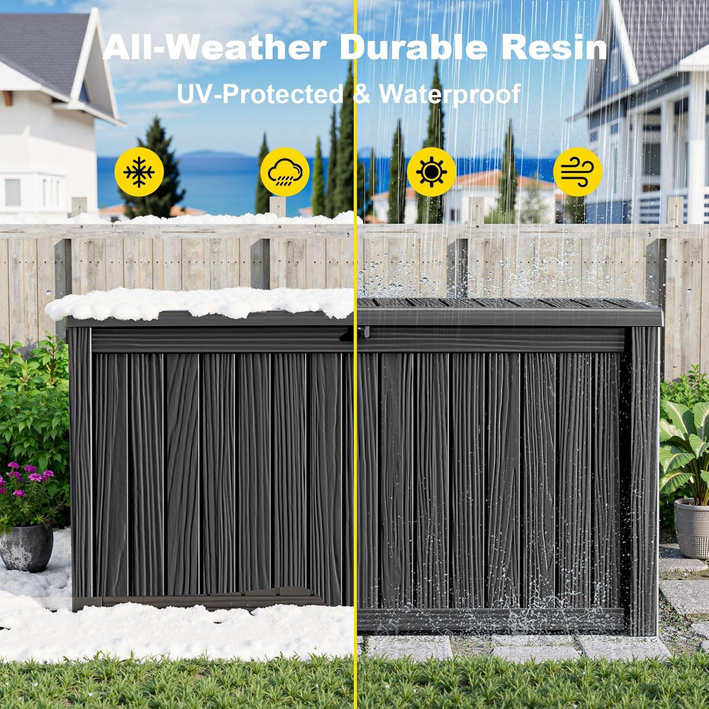 DRATO 200 Gallon Deck Boxes Outdoor Waterproof, Resin Large Lockable Storage ...