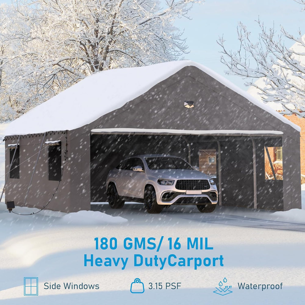20x20 Heavy Duty Carport, Portable Garage with Doors & Windows