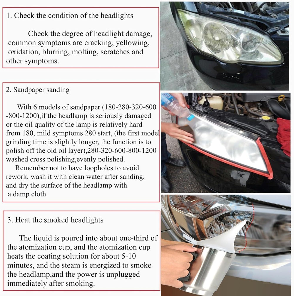 ROYWOO Headlight Repair Kit,Automobile Headlight Restoration Kits with 200ML ...