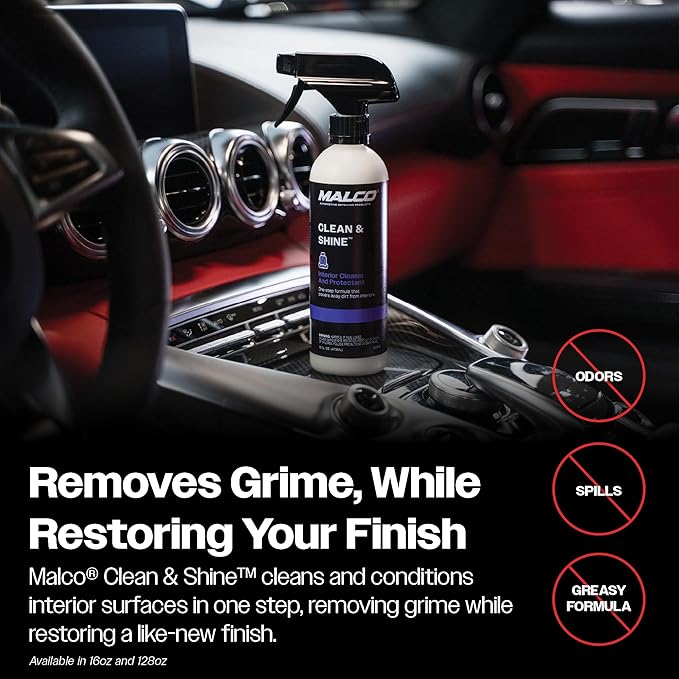 Malco Clean & Shine Interior Car Cleaner and Dressing – Restore Leather