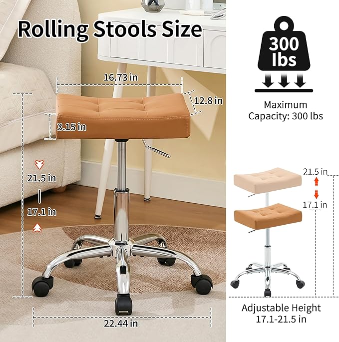 Rolling Stool Adjustable Height Multifunctional Nail Tattoo Vanity Massage Stool