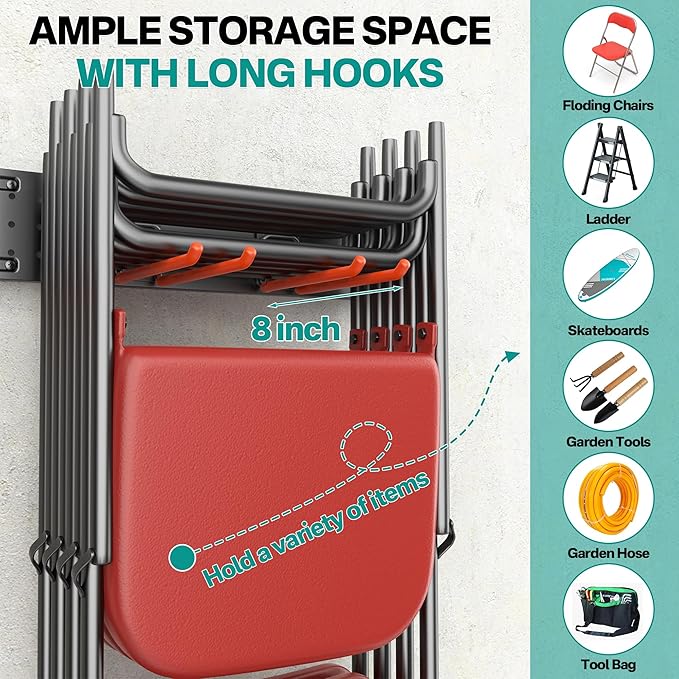 EVERHANGER Garage Tool Storage Organizer Wall Mount, Versatile Garden Tool Rack