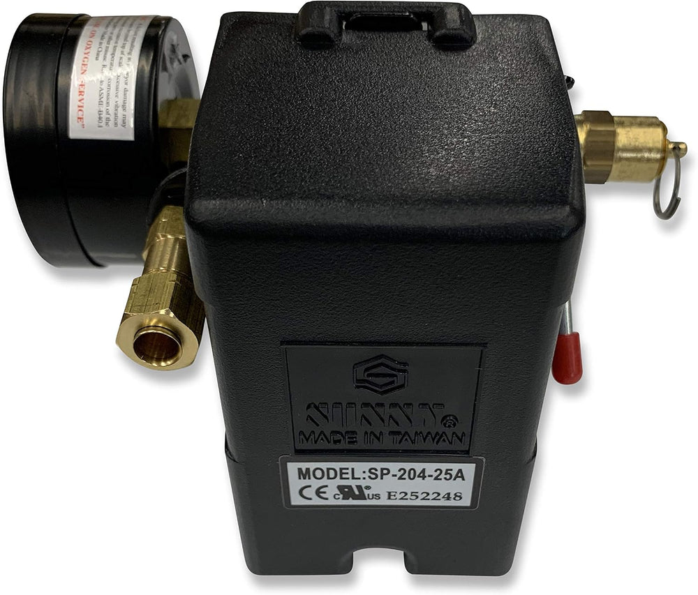 25 AMP Air Compressor Pressure Switch 4 Port 145-175 PSI w/Back Mount 0-200 P...
