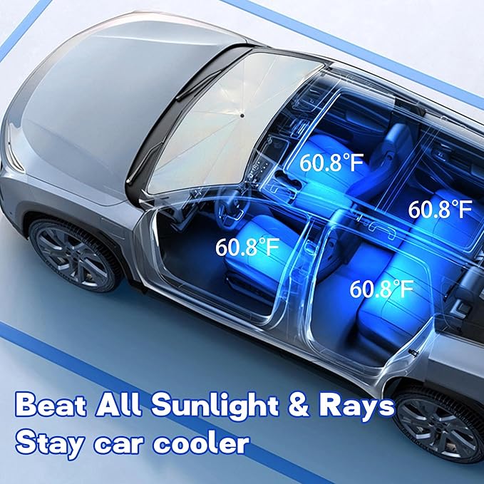 Windshield Sun Shade Umbrella, Portable Foldable, Spring Structure Wind Shield