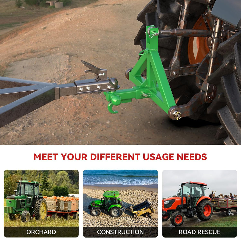 3 Point Trailer Hitch 2” Receiver for Cat 1 Tractor Quick Hitch Attachment