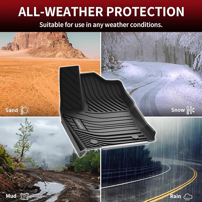 LASFIT Floor Mats for Toyota Tundra 2022-2024 2025 CrewMax Cab, All Weather