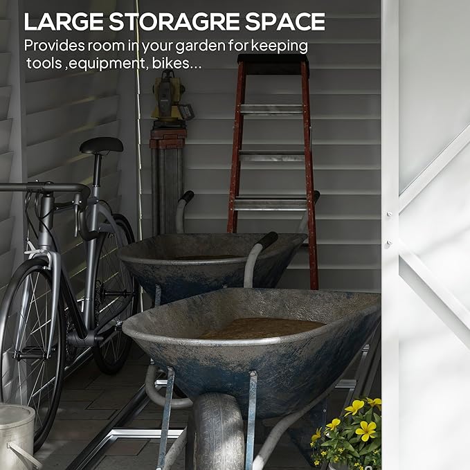Outsunny 4.6' x 9' Steel Outdoor Storage Shed, Lean to Shed, Metal To...
