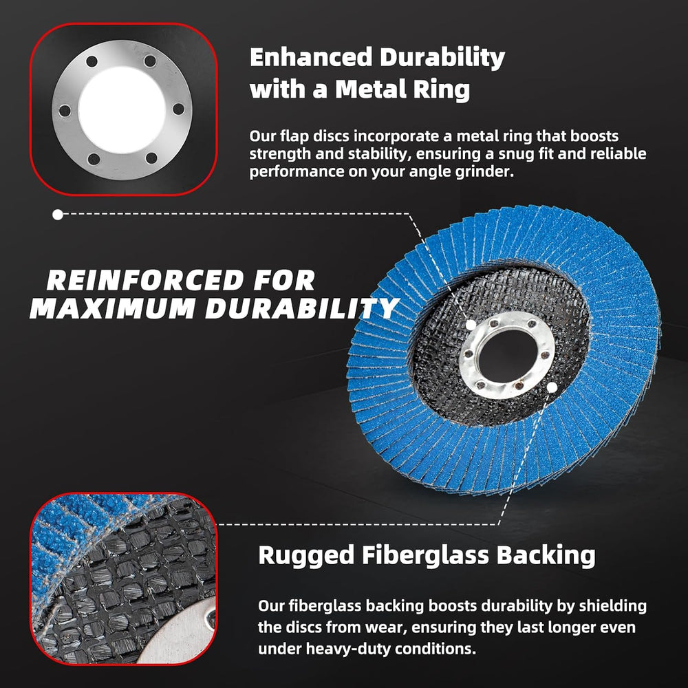 50 Pack Zirconia Flap Discs 4.5" x 7/8" T27 for 4 1/2 Inch Angle Gr...