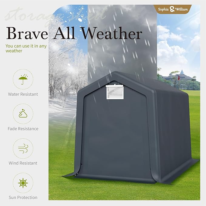Sophia & William Outdoor Storage Shed Carport 6x10 ft Heavy Duty, Portable
