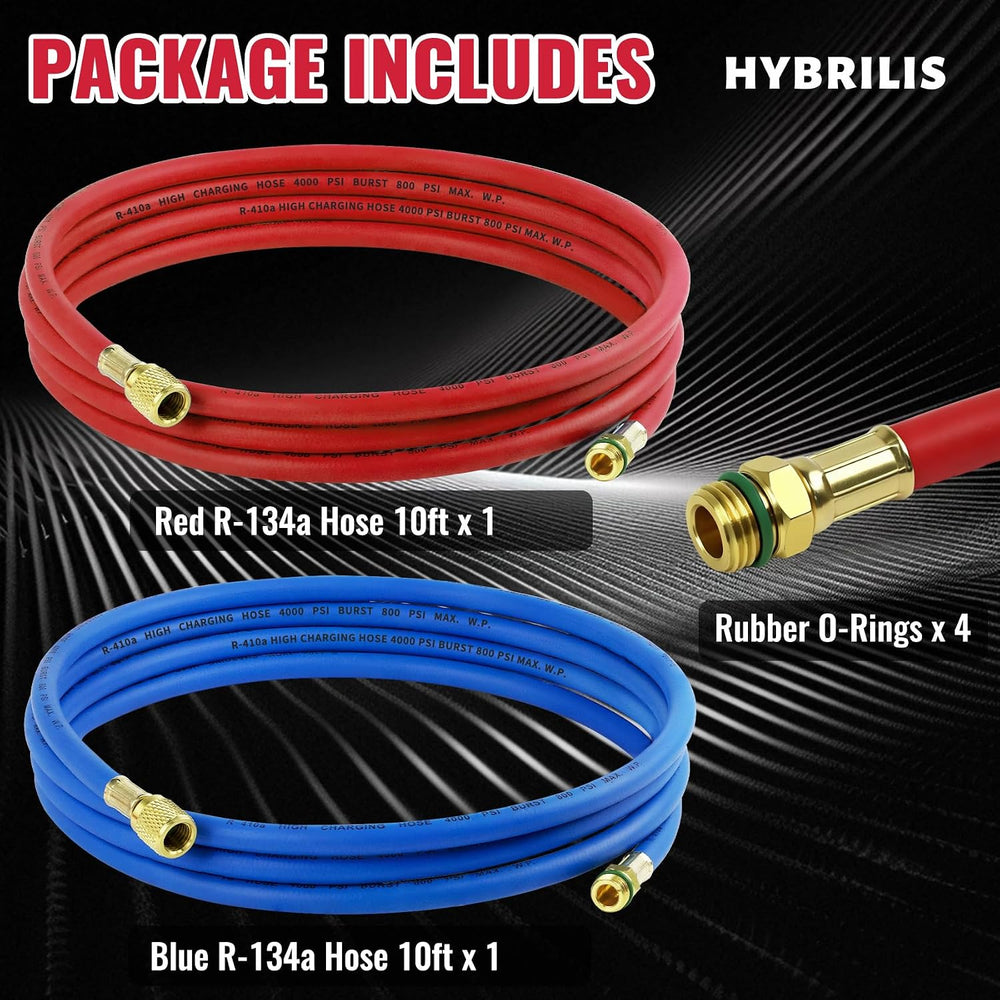 10FT 34722 R-134a Hose Set for Robinair HVAC Hose Red & Blue