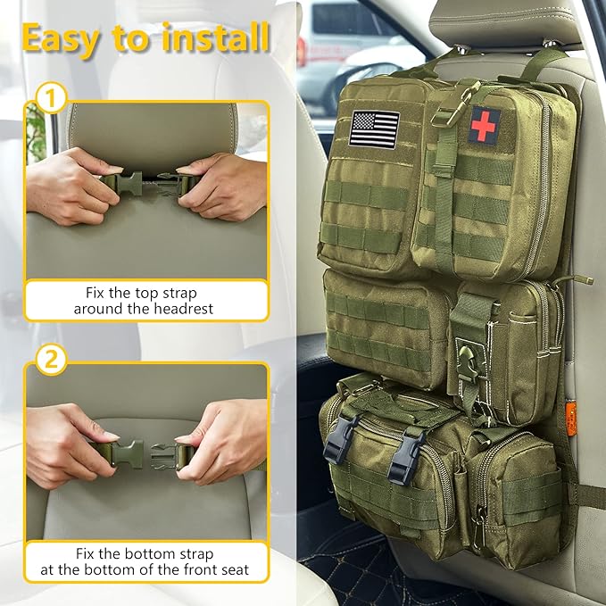 Universal Tactical Seat Back Organizer Vehicle Molle Panel Organizer Storage