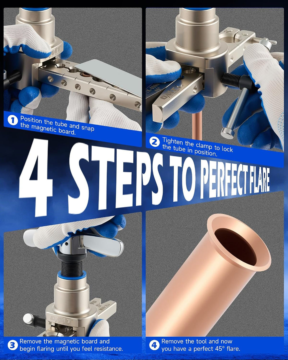 OMT Eccentric Flaring Tool for HVAC Tubing, 1/4in-3/4in Magnetic Limit