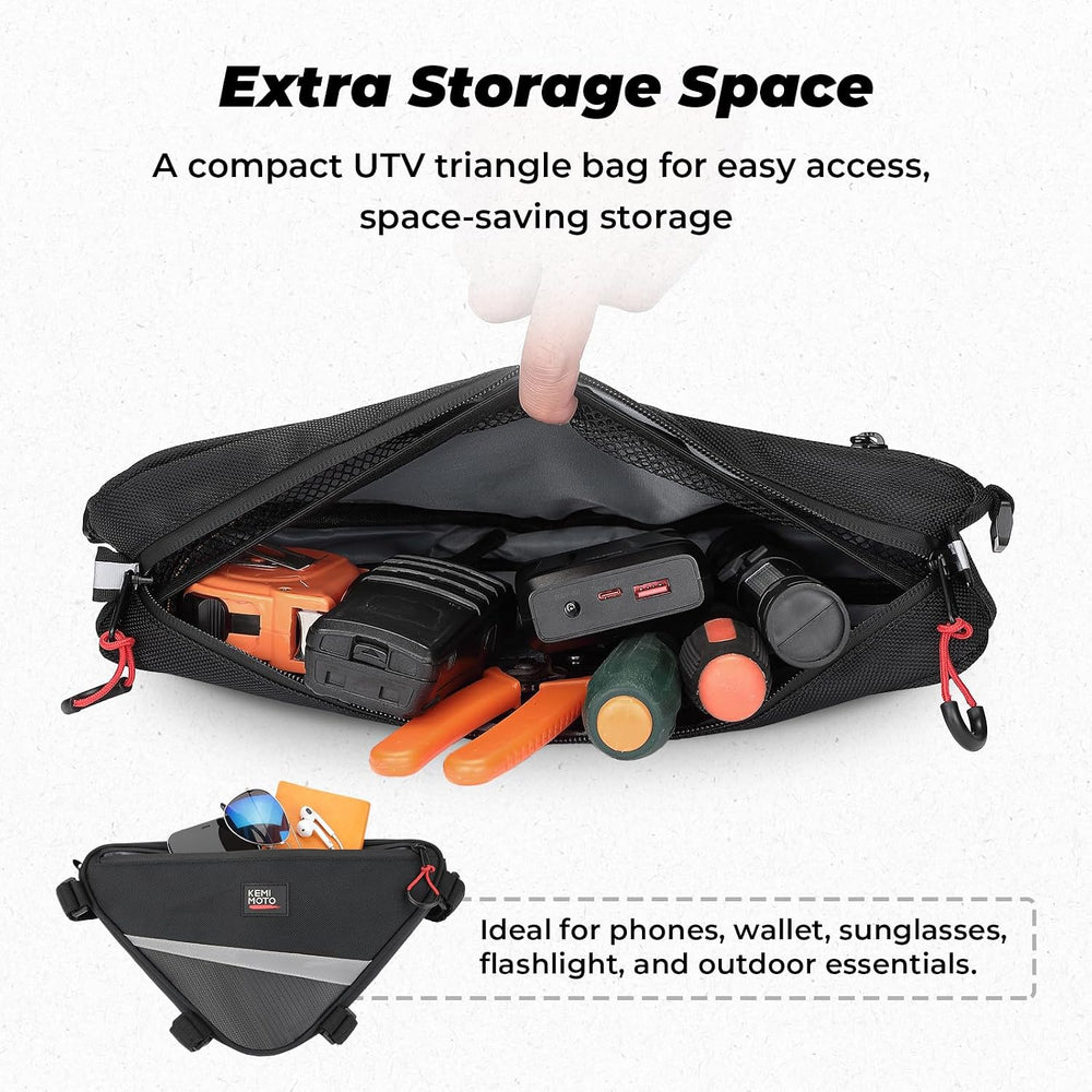 KEMIMOTO 2 Packs UTV Roll Bar Triangle Storage Bag | 1680D, Water Resistant, ...