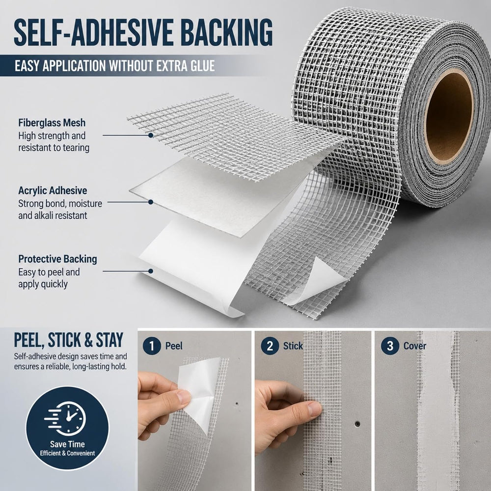 500 ft x 4 Inch Cement Board Tape Self Adhesive Mesh Tape