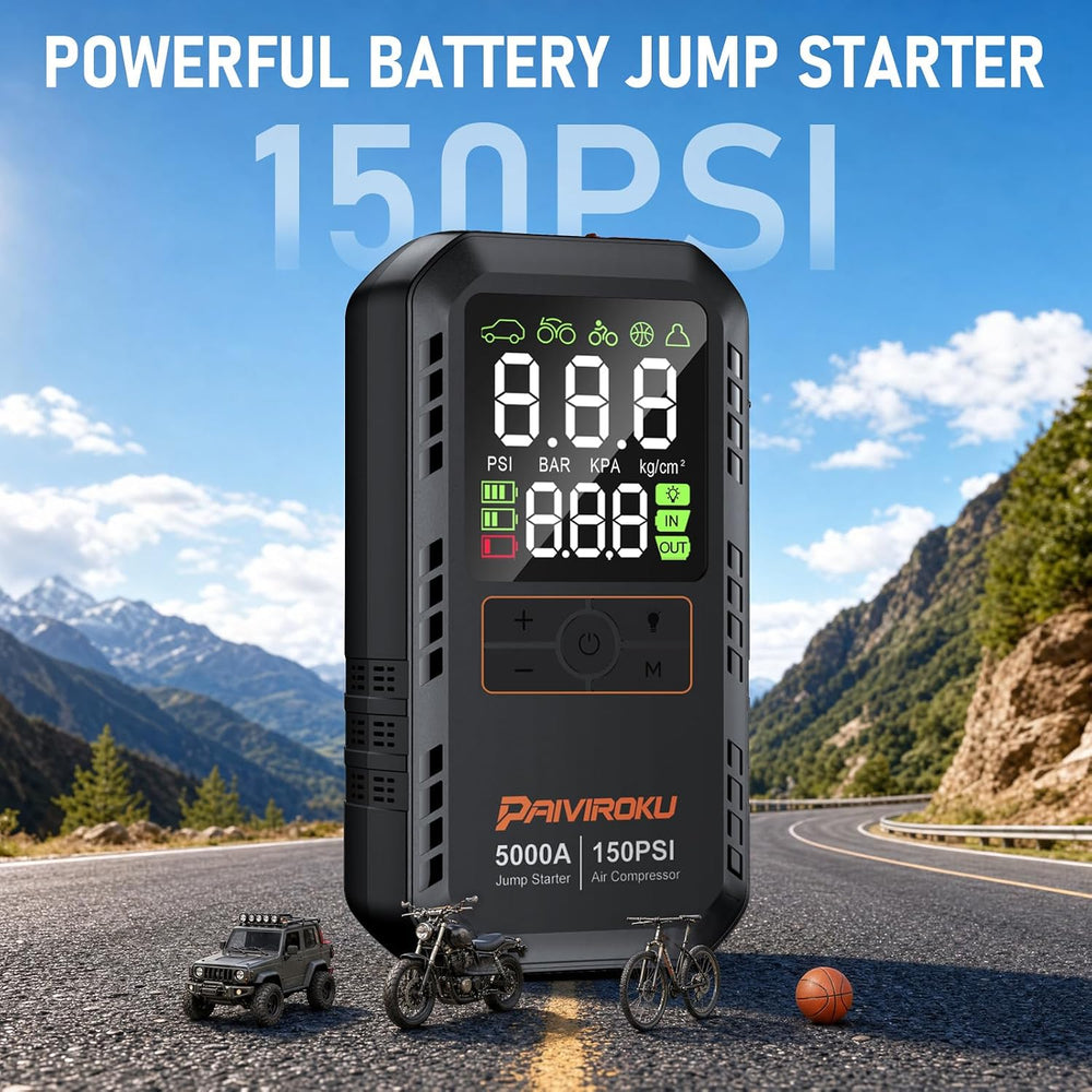 5000A Car Battery Jump Starter with Air Compressor,12V Car Battery Jumper Sta...
