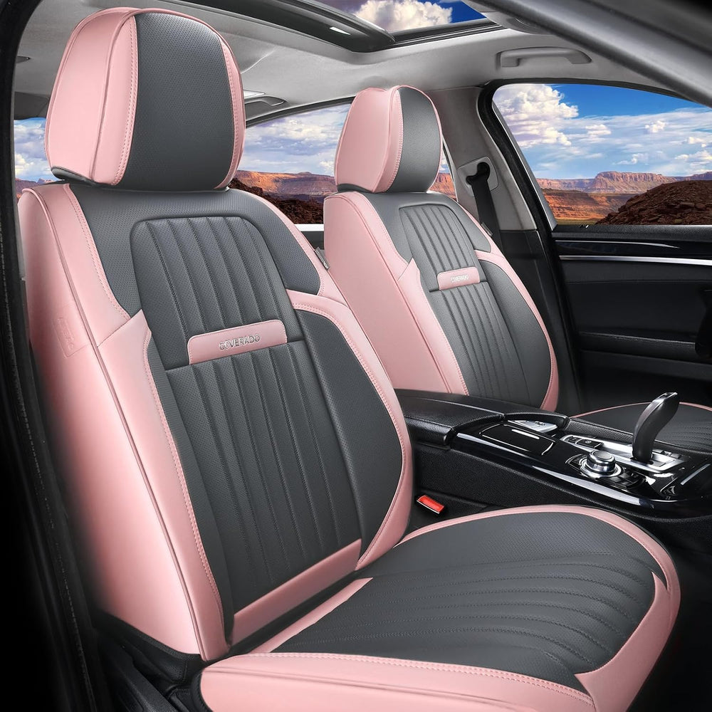 Coverado Car Seat Covers Full Set, Nappa Leather Seat Covers for Cars, Waterp...