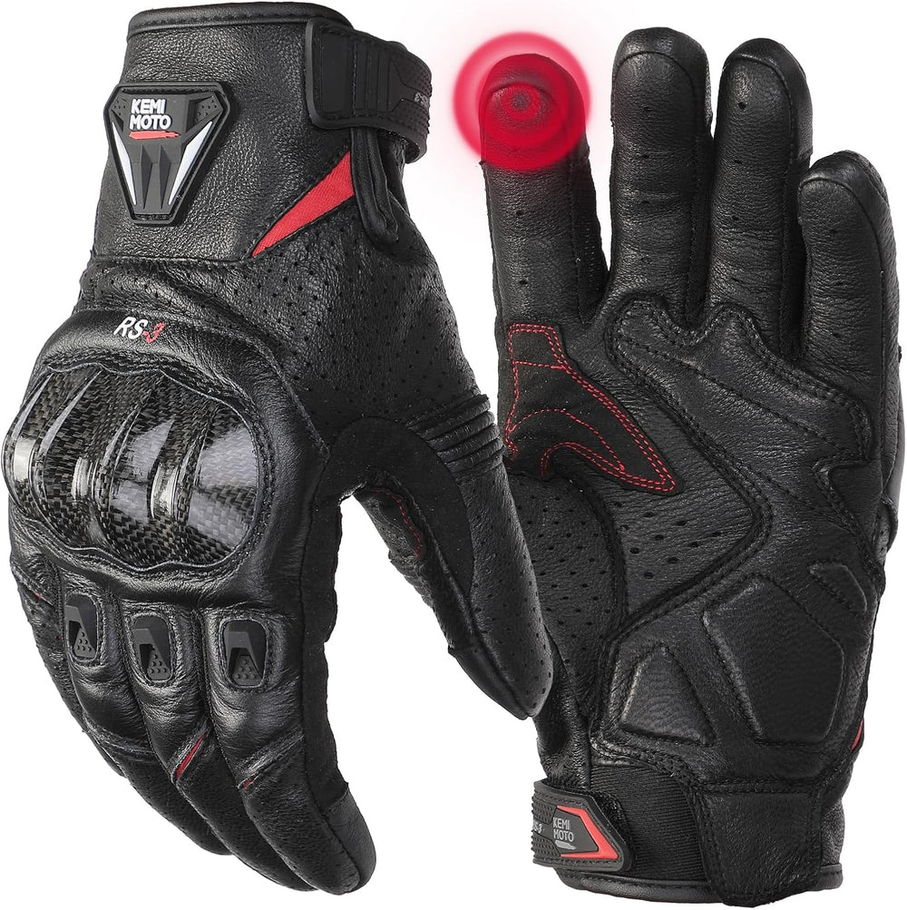 KEMIMOTO Sheepskin Leather Motorcycle Gloves