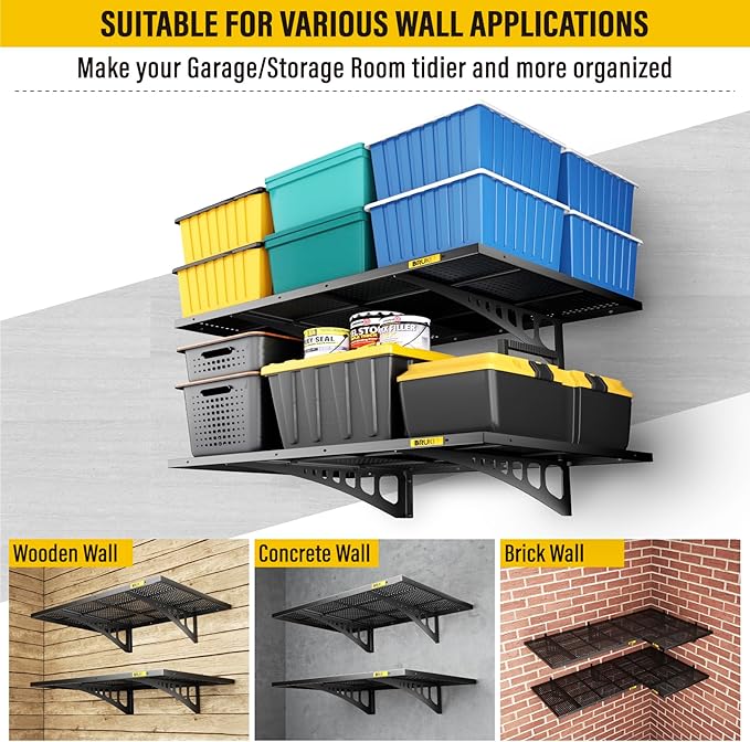 2Pack 2x3ft Adjustable Metal Garage Wall Shelving Heavy Duty Garage Storage