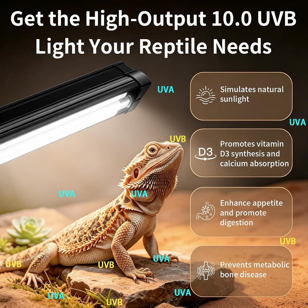 T5 10.0 UVB Reptile Light Fixture Combo Kit with Upgraded Timer Controller, 5...