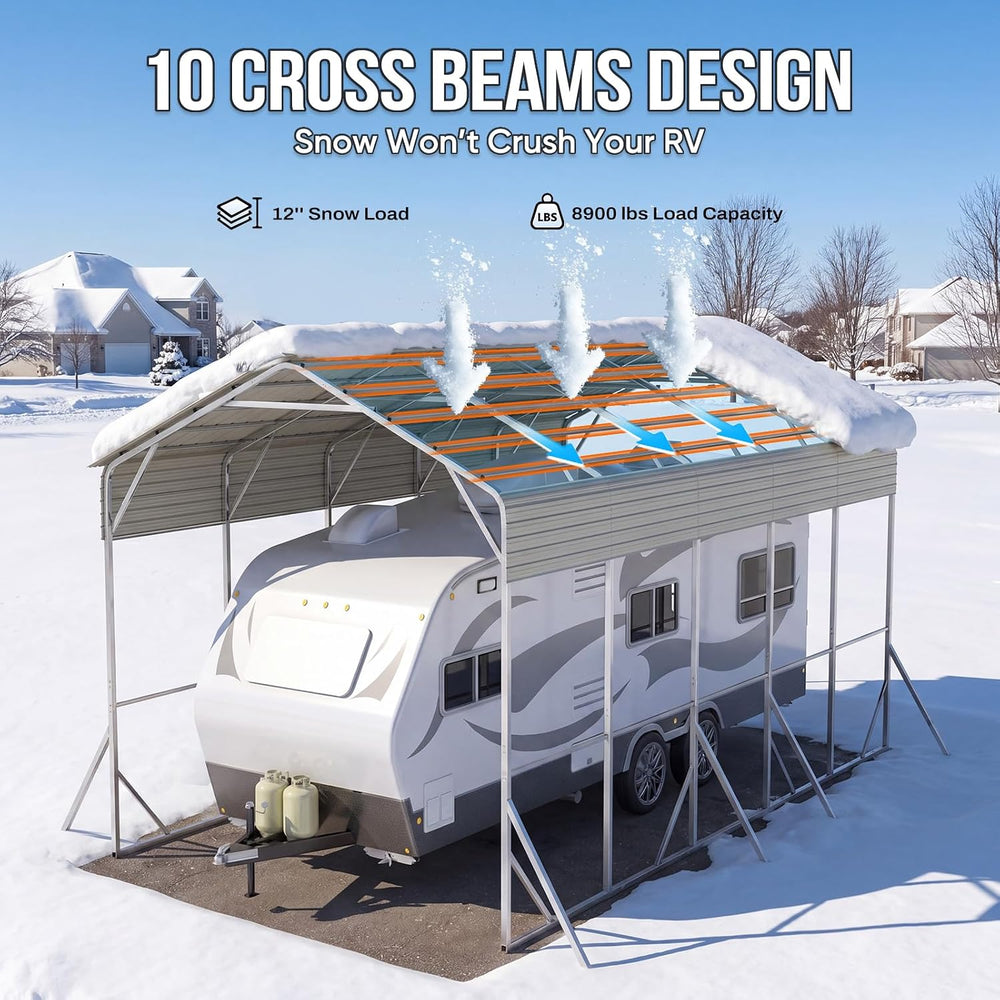Quictent 14x25x15 FT RV Metal Carport, Heavy Duty Reinforced Steel Shelter
