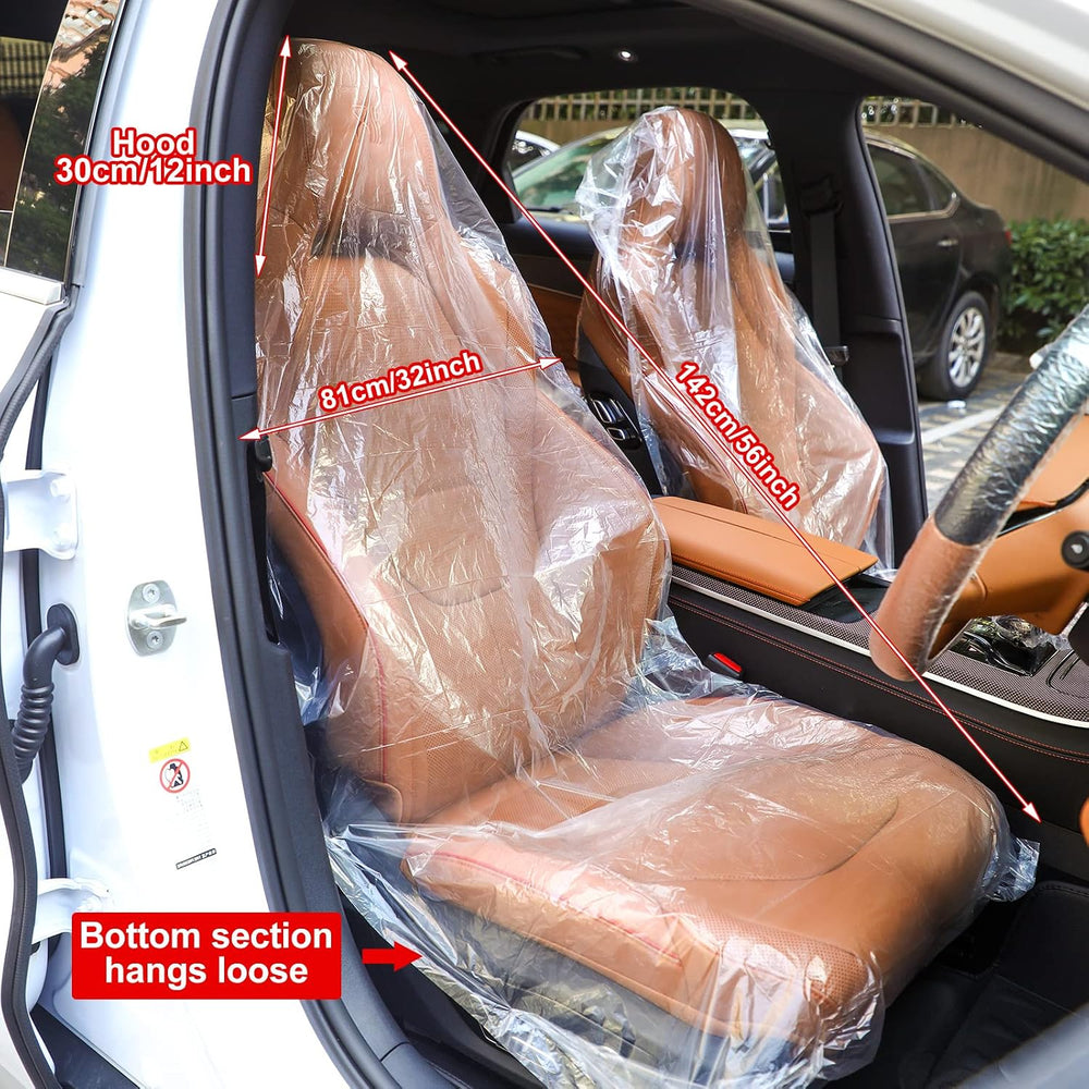 Tallew 250 Pcs Disposable Plastic Car Seat Covers Clear for Auto Truck