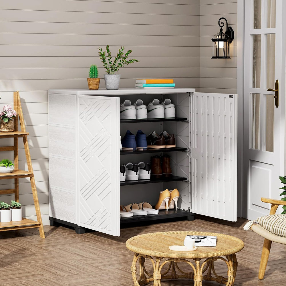 ZZM Indoor/Outdoor Storage Cabinet Waterproof, 34"x15"x34" Pla...