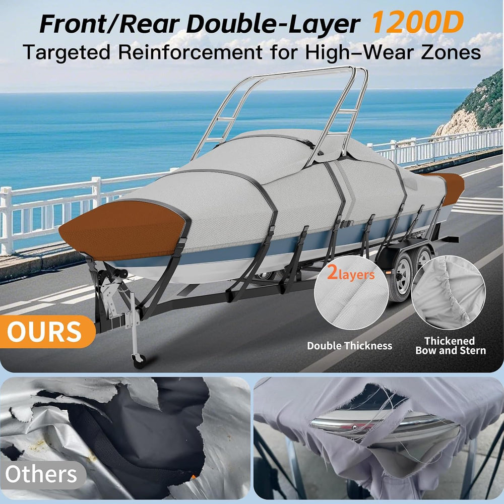 1200D Waterproof Ski&Wakeboard Tower Boat Cover with Storage Bag,22'-...
