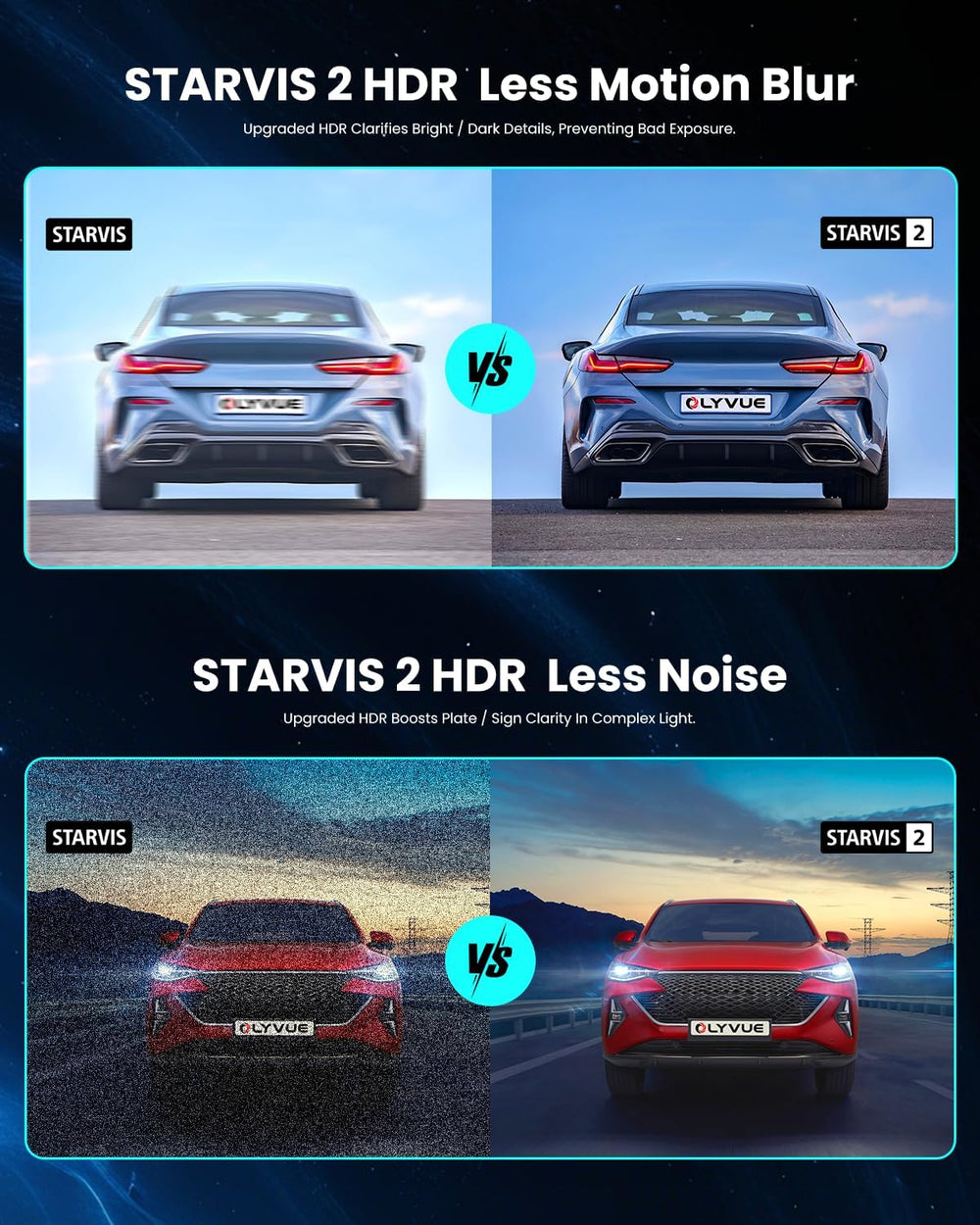 V78 Dash Cam Front and Rear 4K+2K, STARVIS 2 + STARVIS 2 Sensors, Super Night...