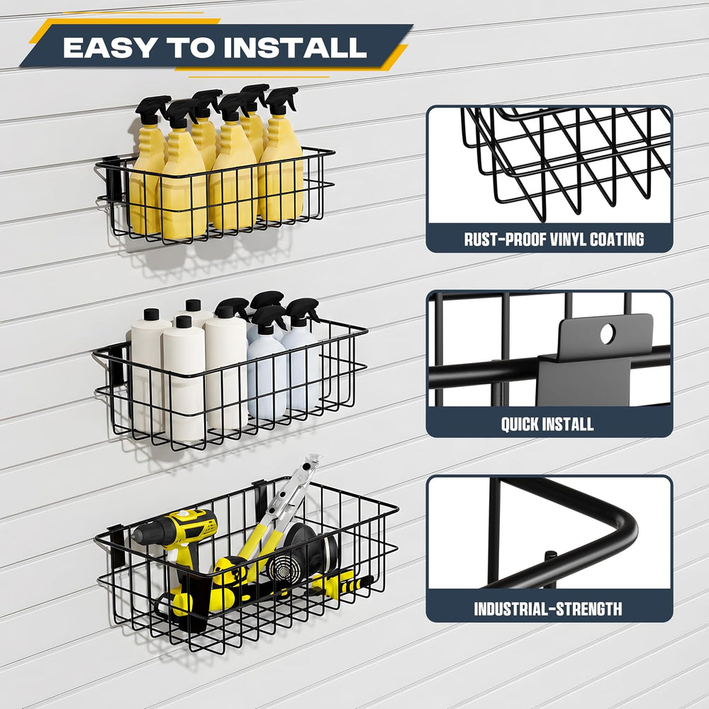 35Pcs Slatwall Accessories Kit, with Slatwall Hooks, Baskets, Shelves, Bins