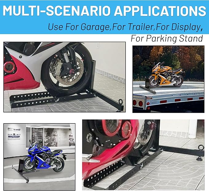 KUAFU Motorcycle Wheel Chock Stand Upright 1800 LBS, Wide Range 3“ to 5”