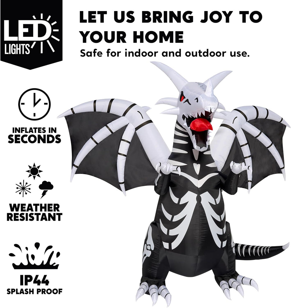 Joiedomi 8 FT Tall Halloween Inflatables Outdoor Skeleton Dragon Decoration, ...
