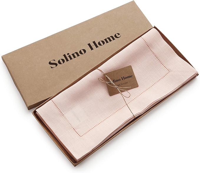 Solino Home Linen Pink Table Runner 108 Inches Long - 100% Pure Linen 14 x 10...