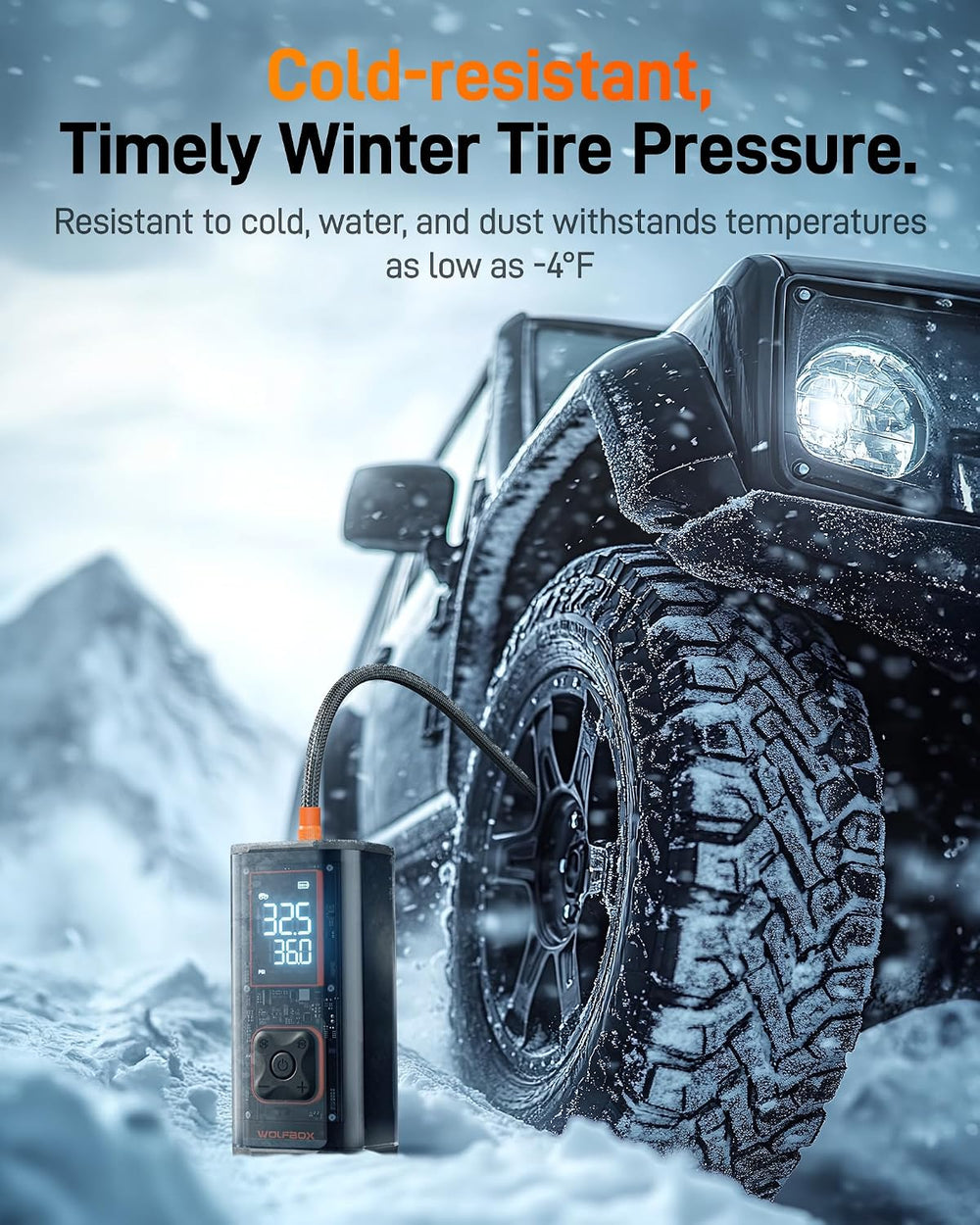 WOLFBOX 150PSI Heavy Duty Tire Inflator Portable Air Compressor,Double- cylin...