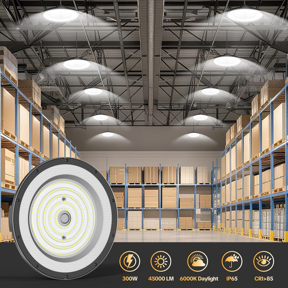 AIKVSXER 10 Pack 300W UFO LED High Bay Light, 45000LM 6000K LED Shop Light