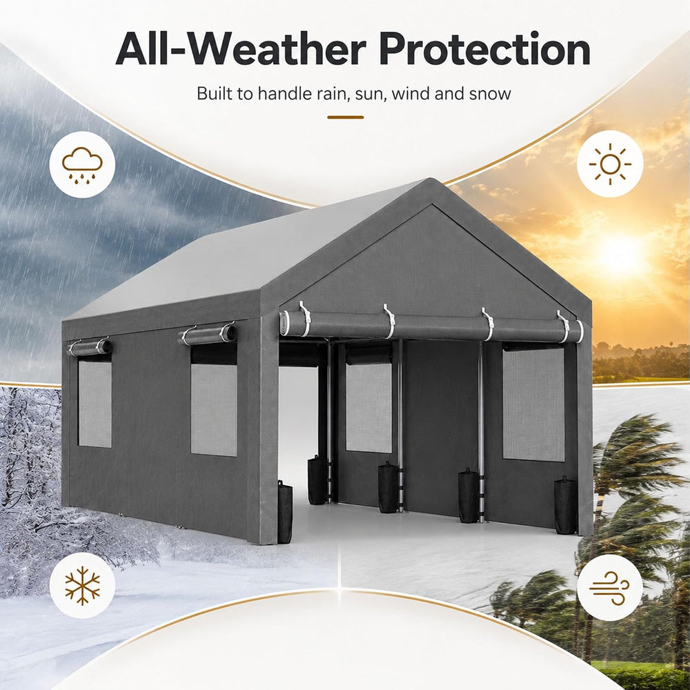 Nuturelly 12x20 Heavy Duty Carport, Portable Garage for Truck SUV, Gray