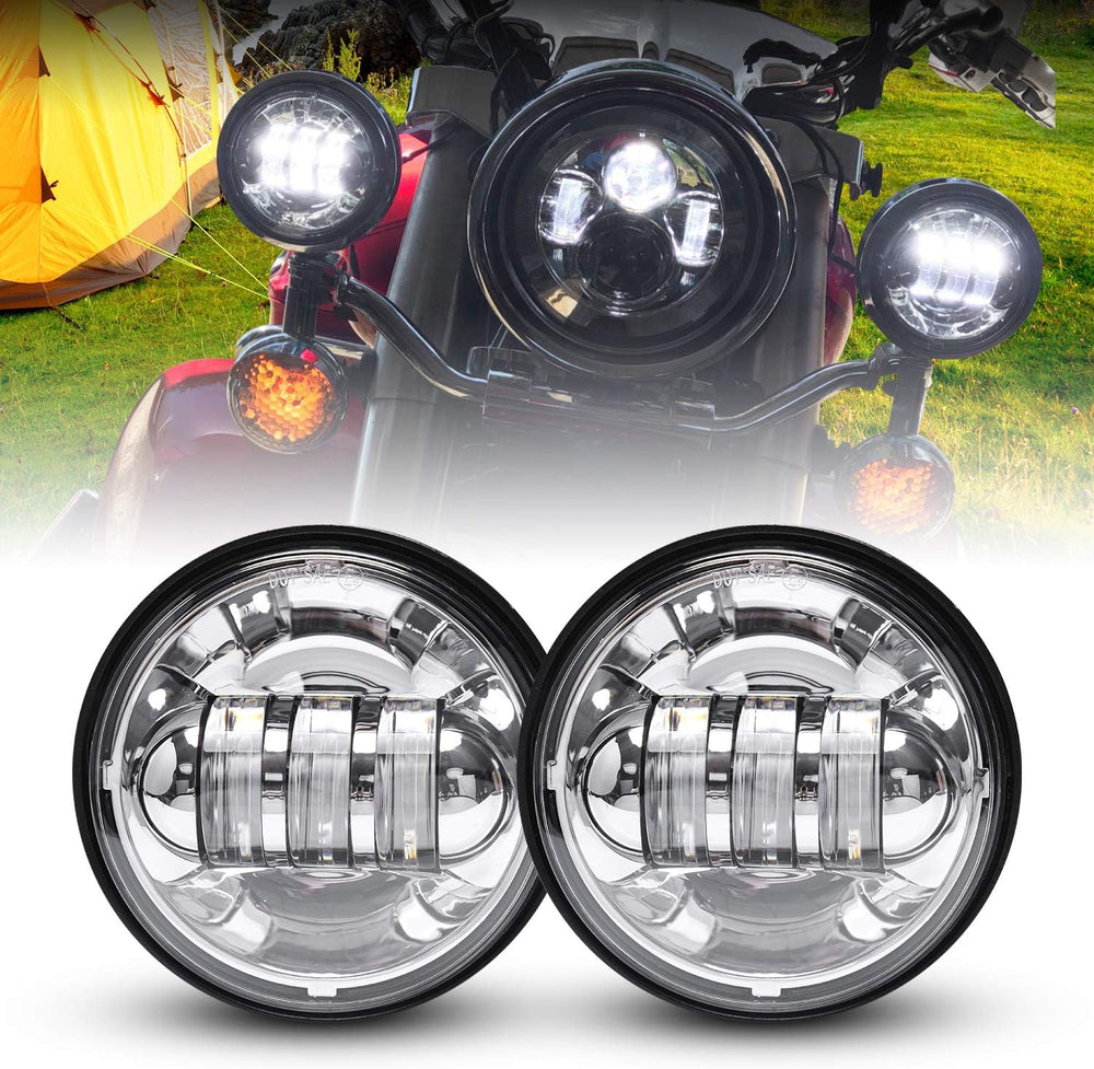 LX-LIGHT Dot approved 2 PCS Chrome 4.5 Inch LED Passing Light LED Fog Lamps f...