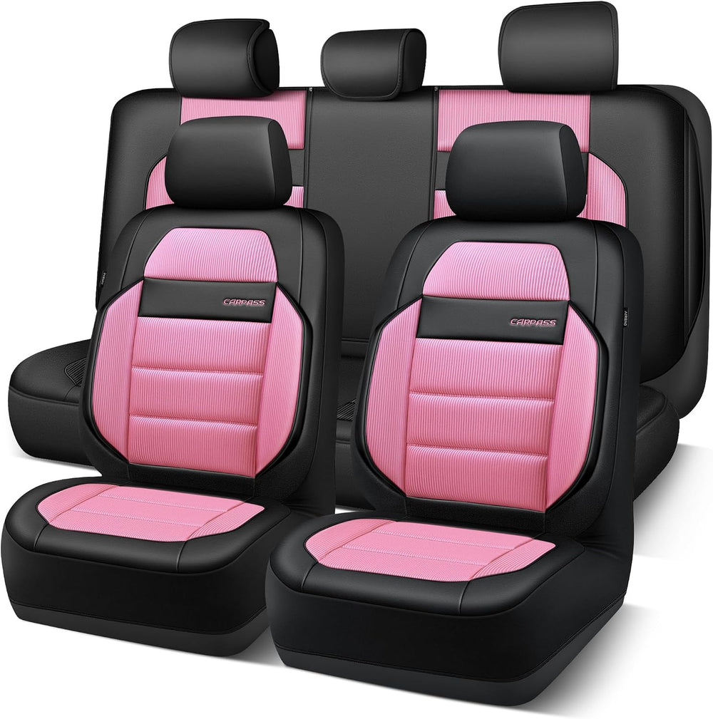 CAR PASS Memory Foam Seat Covers Full Sets, Airy Cool Mesh Thick Car Seat Cov...