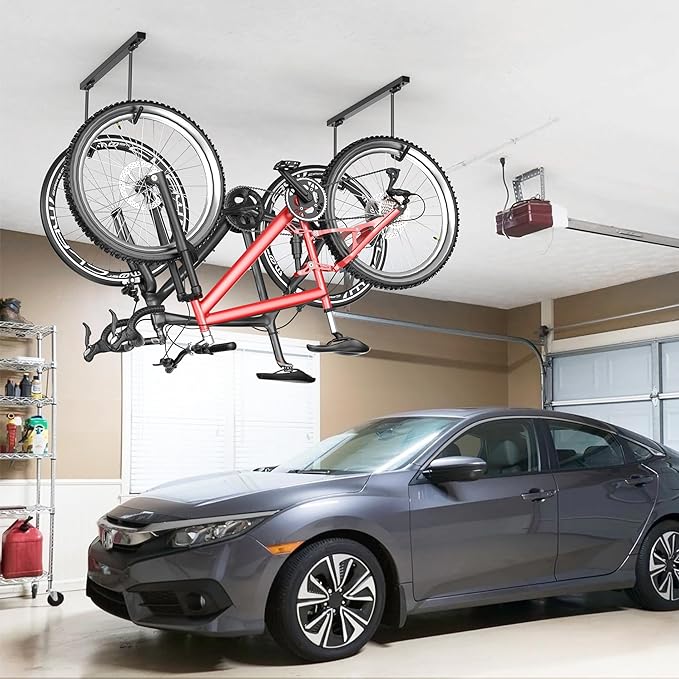 TORACK Overhead Bike Rack for Garage, Ceiling-Mounted Bicycle Storage Hooks for